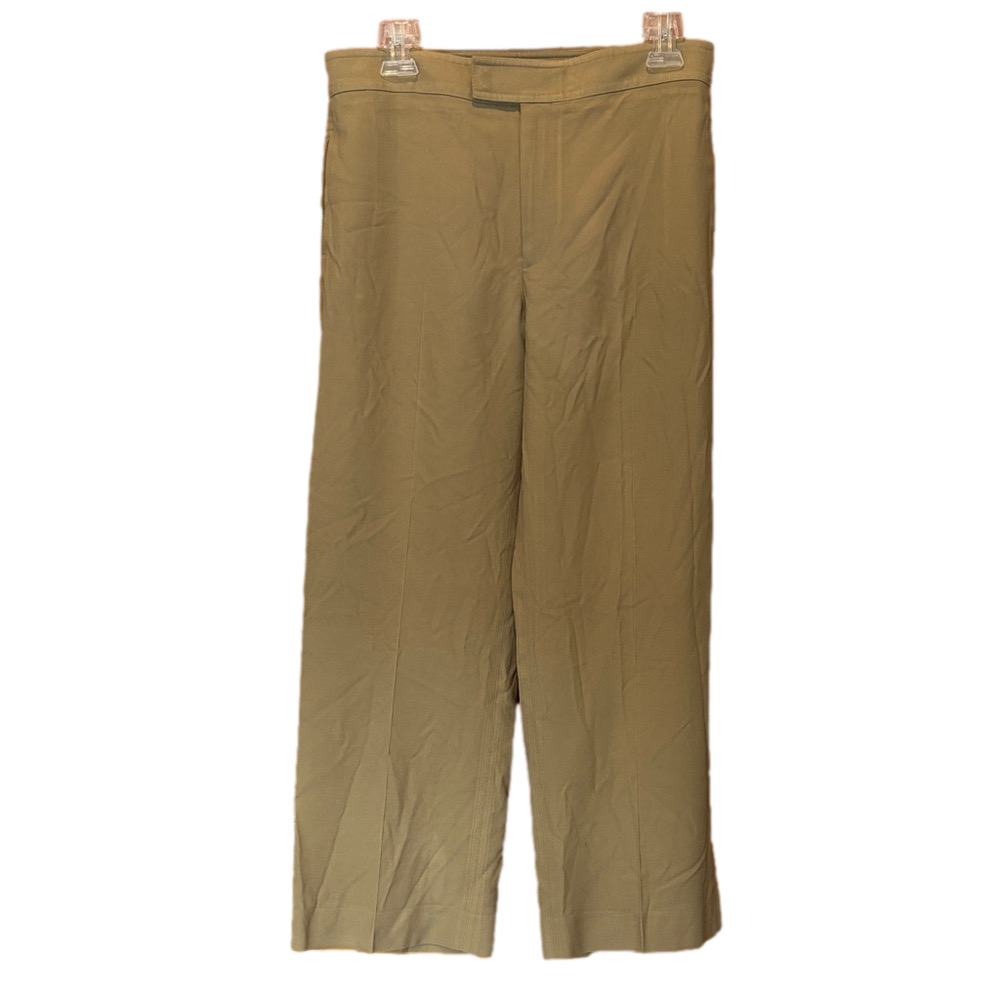 Scanlan Theodore Beige Flat Front Straight Wide Leg Trousers Size 6